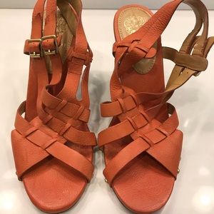 Vince Camuto Orange Leather Wedge - Size 10B